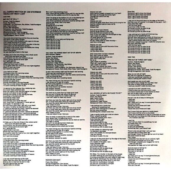 Meat Loaf Bat Out Of Hell Exclusive Limited Edition Colored Vinyl MINT RARE LP - Picture 5 of 5